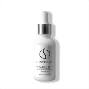 wit flesje met druppelteller Biohydra+ serum van OrganicSpa